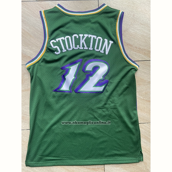 Maglia Utah Jazz John Stockton #12 Mitchell & Ness 1996-97 Verde